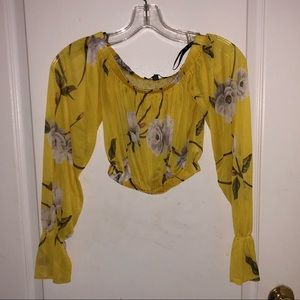 Tropical Print Sheer Crop Top